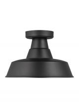 Visual Comfort & Co. Studio Collection 7837401-12 - Barn Light traditional 1-light outdoor exterior Dark Sky compliant ceiling flush mount in black fini