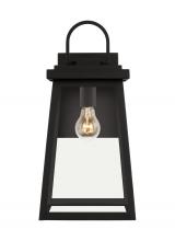 Visual Comfort & Co. Studio Collection 8748401-12 - Founders modern 1-light outdoor exterior large wall lantern sconce in black finish with clear glass