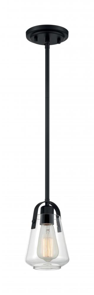 Skybridge - 1 Light Mini Pendant with Clear Glass - Matte Black Finish