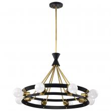 Nuvo 60/7868 - Marsden 8 Light Chandelier; Matte Black and Natural Brass Finish