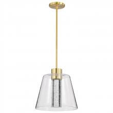 Nuvo 62/2182 - Aura; 12 Inch LED Pendant; Brushed Brass; K9 Bubble Crystal; 3000K CCT