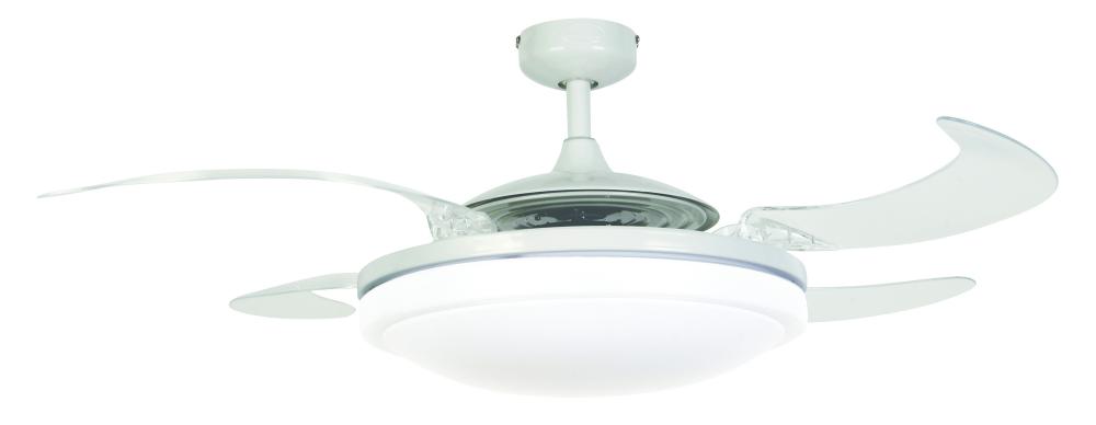 Fanaway Evo2 White Retractable 4-blade Lighting with Remote Ceiling Fan