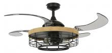 Beacon Lighting America 51106001 - Fanaway Montclair 48-inch Black with Teak Trim AC Ceiling Fan with Light