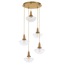 Quorum 692-5-47 - STOCKPORT 5 LIGHT PENDANT - BRUSHED BRASS
