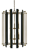 Framburg 4806 AB/MBLACK - 12-Light Antique Brass/Matte Black Louvre Chandelier