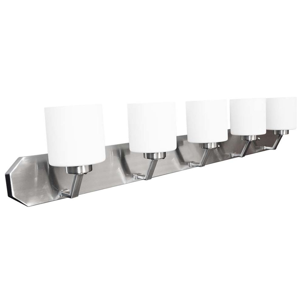 Paris 5-Light Vanity - NK White Cylinder Glass