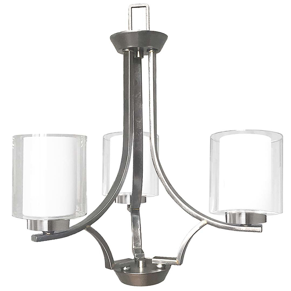 Sonora 3-Light Chandelier - NK - Clear & White Glass
