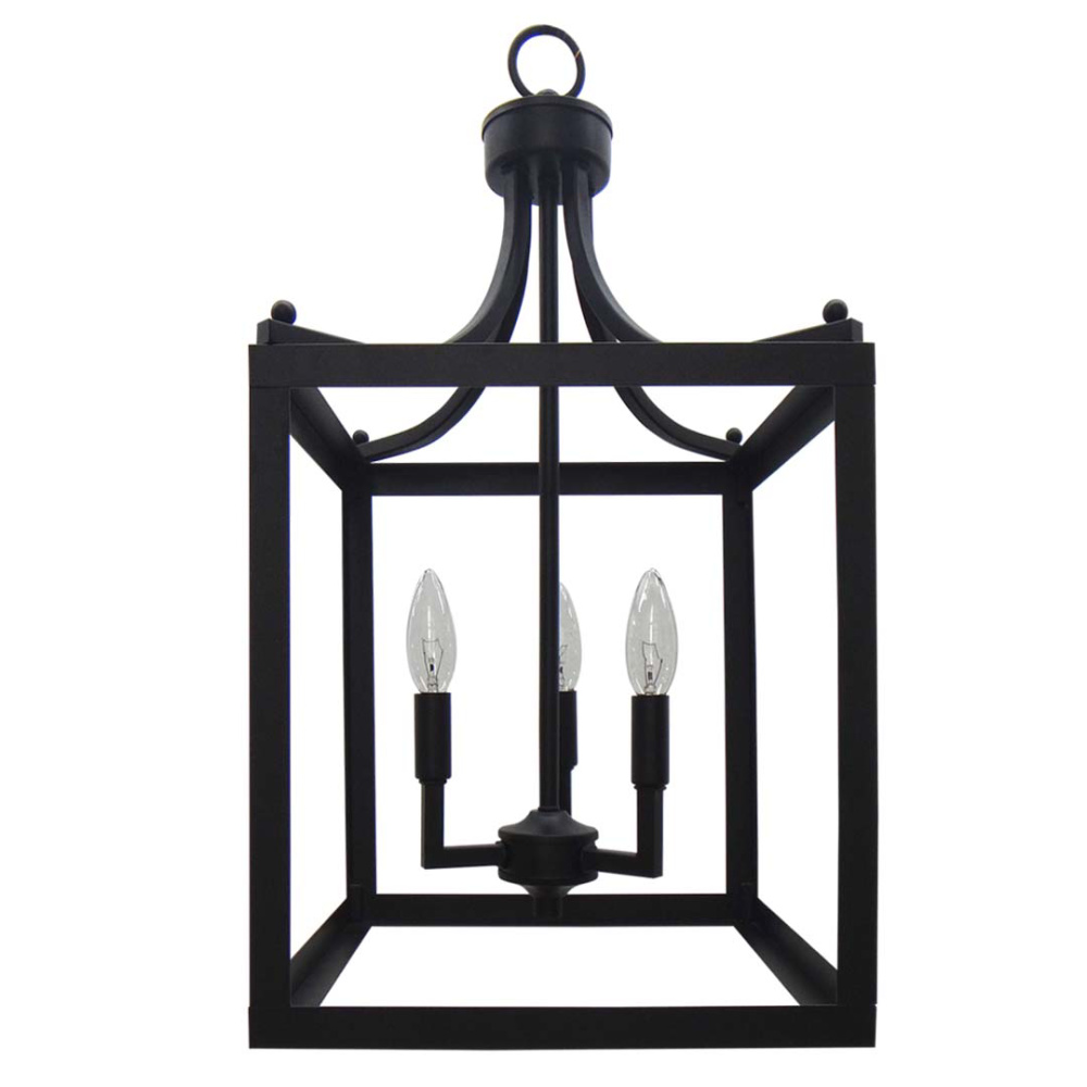 3-Light Square Cage Entry - MB - No Glass