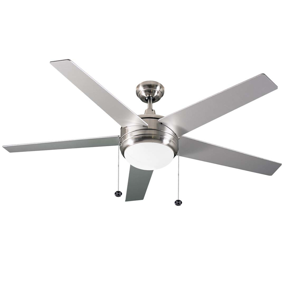5-Blade Contemporary NK Ceiling Fan - Silver/Walnut Blades