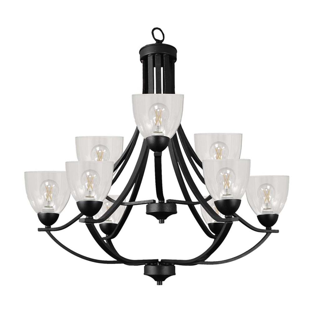 Victoria 9-Light Chandelier - MB Clear Glass