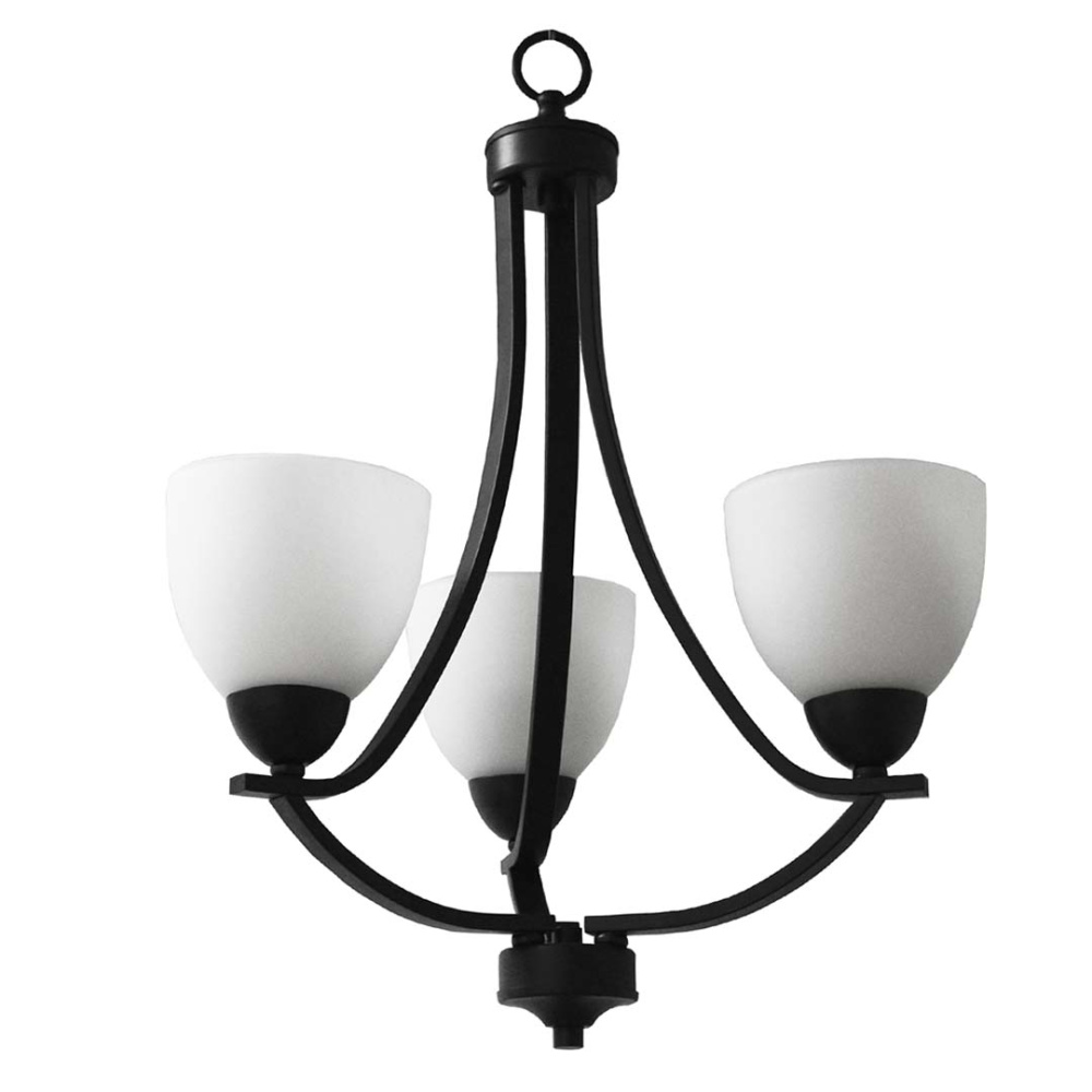Victoria 3-Light Chandelier - MB White Glass