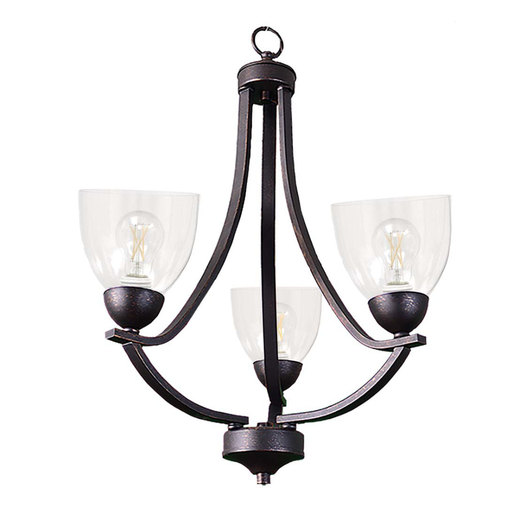 Victoria 3-Light Chandelier - MB Clear Glass