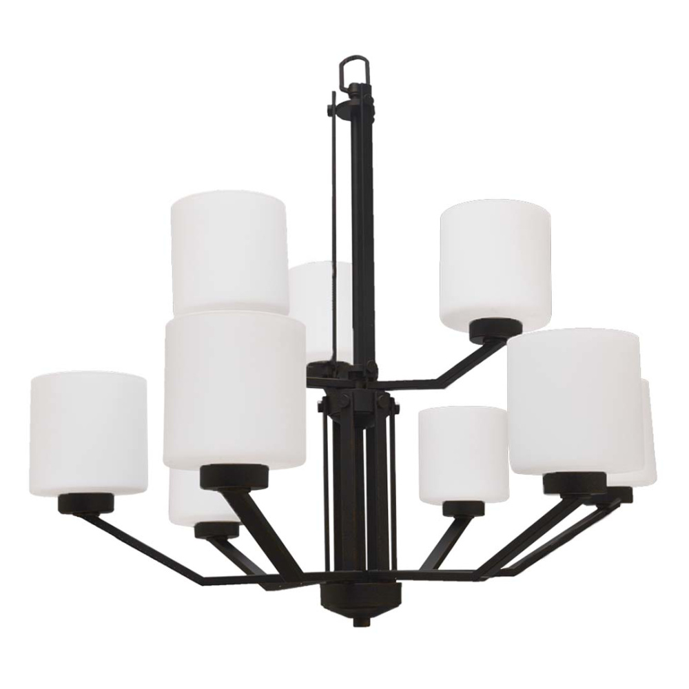 Paris 9-Light Chandelier - MB White Cylinder Glass