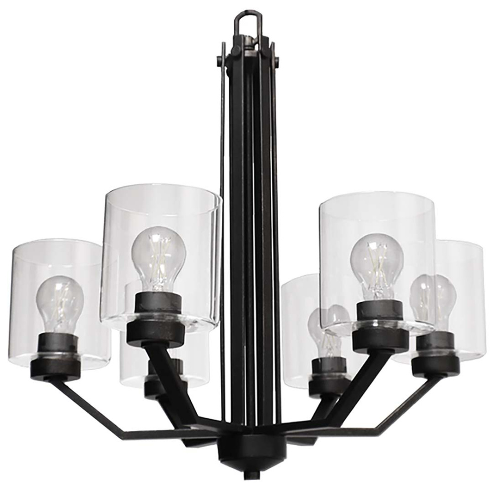Paris 6-Light Chandelier - MB Clear Cylinder Glass