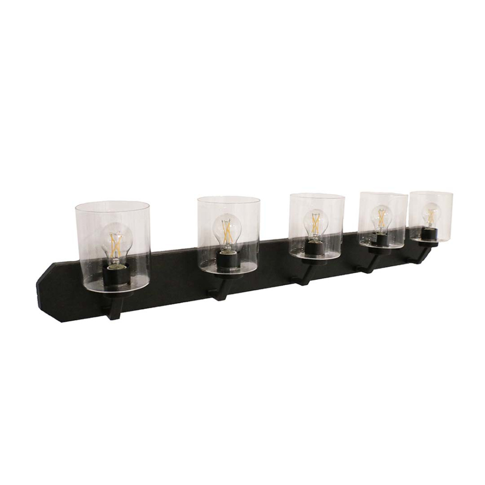 Paris 5-Light Vanity - MB Clear Cylinder Glass
