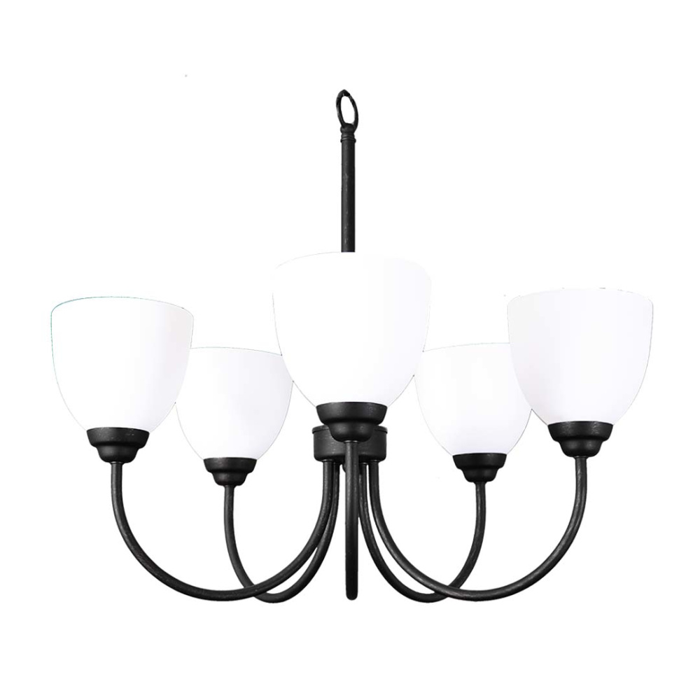 Laredo 5-Light Chandelier - MB White Glass