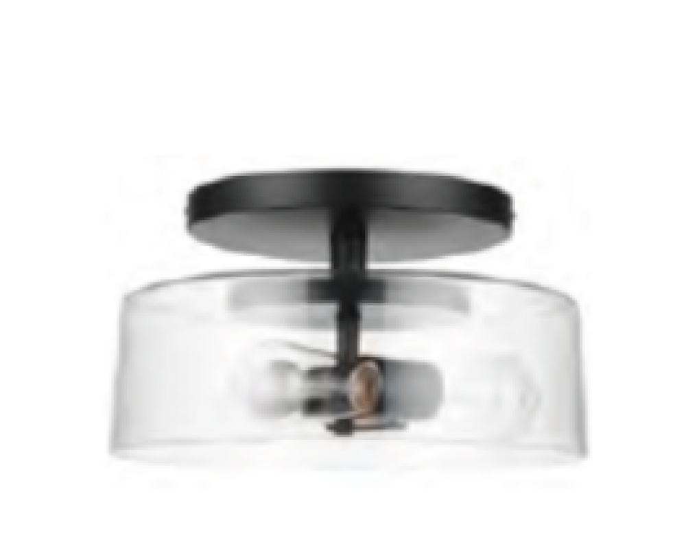 3-Light 15" Clear Glass Semi-Flush Entry - MB