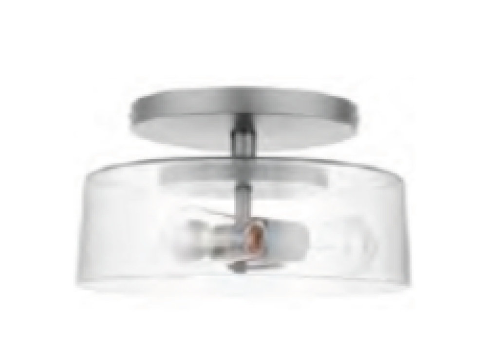 3-Light 15" Clear Glass Semi-Flush Entry - NK