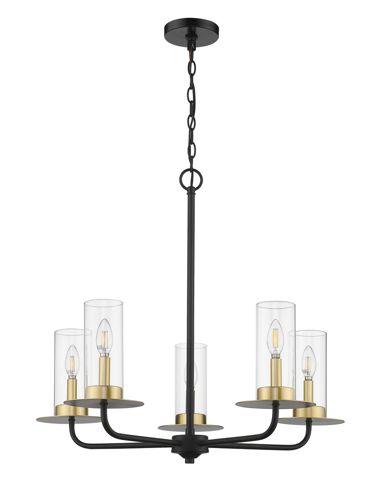 Vivio 5-Light Aura Two-Toned Chandelier - Matte Black/ Champagne Gold