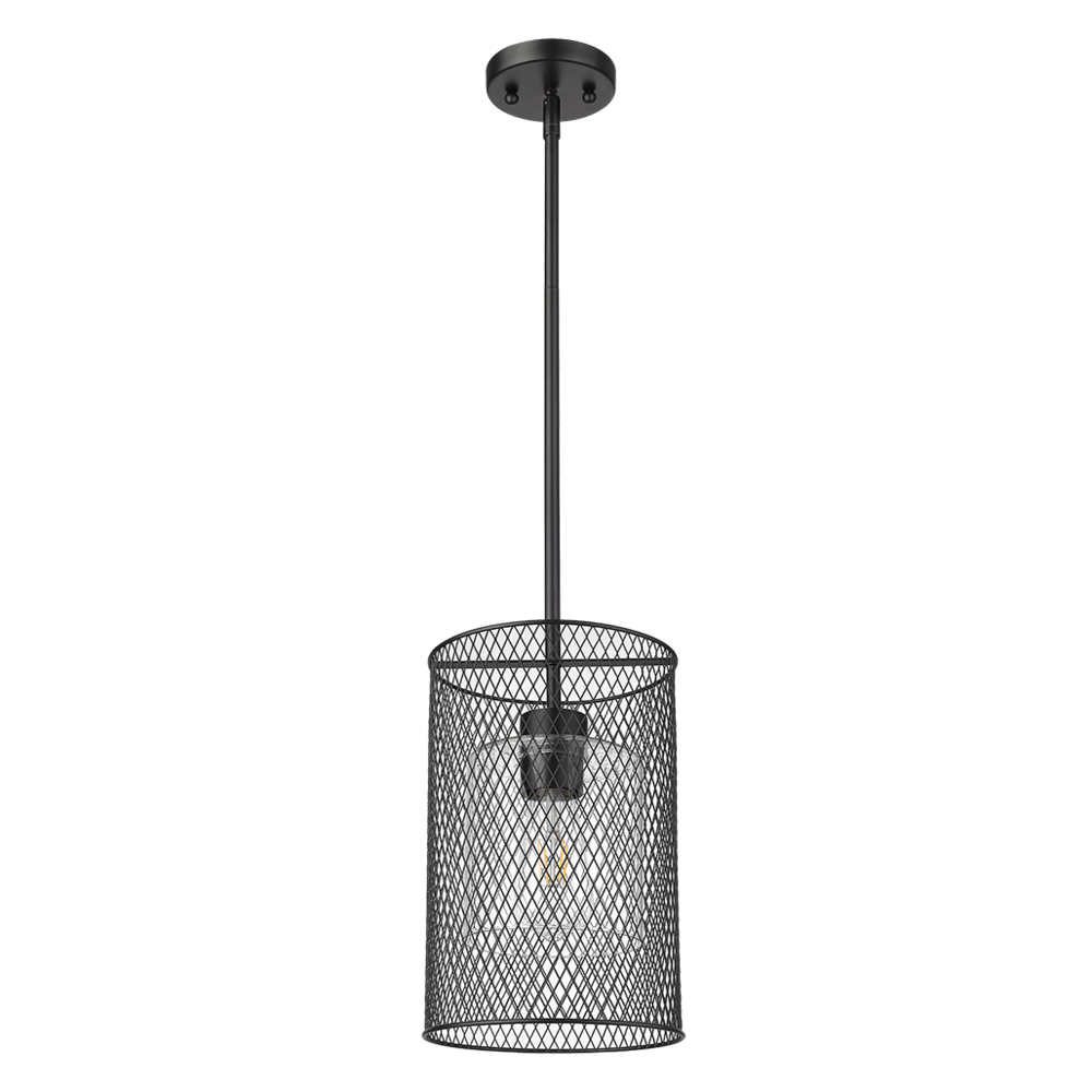 Vivio Salerno 1-Light Mesh Cylinder Pendant - MB Frosted Glass E26