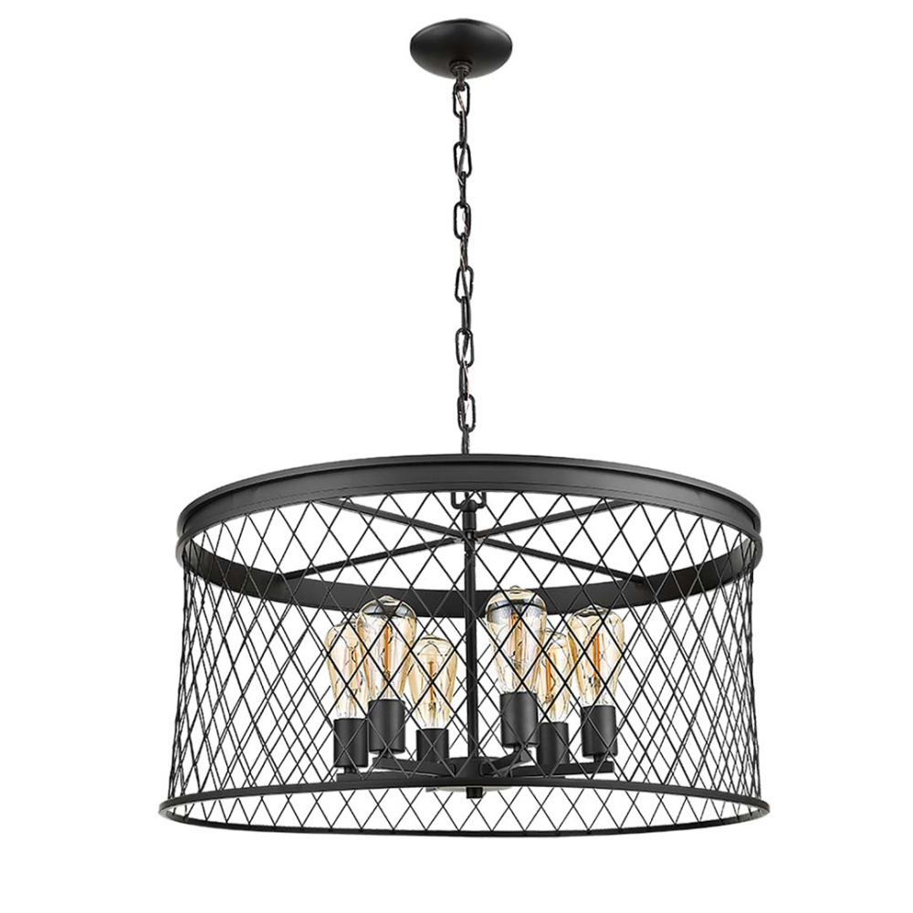 Vivio Kata 6-Light Cage Pendant - Matte Black