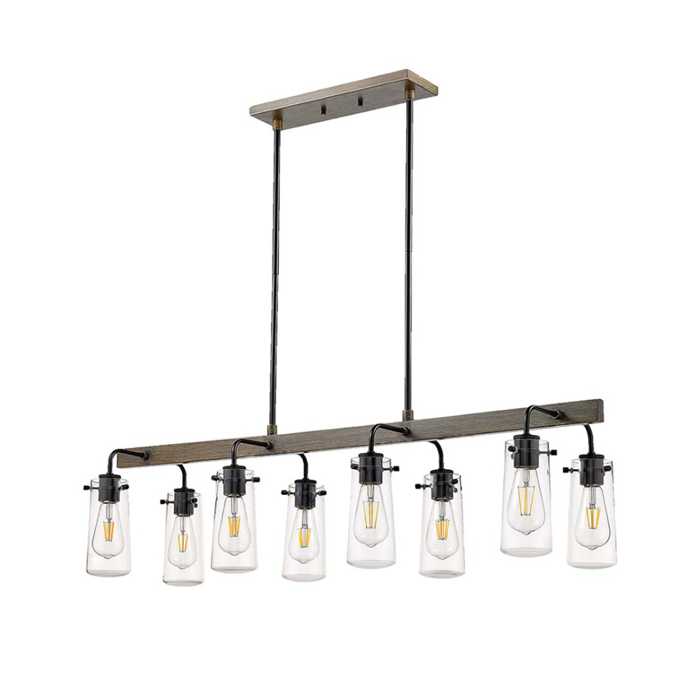 Vivio Roxton 8-Light Island Clear Glass - MB with Wood Style Accents