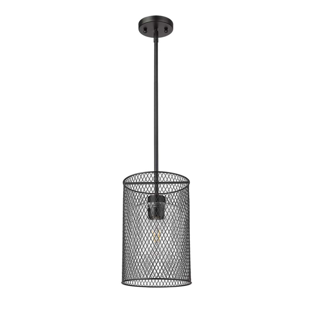 Vivio Salerno 1-Light Mesh Cylinder Pendant - MB Frosted Glass E26