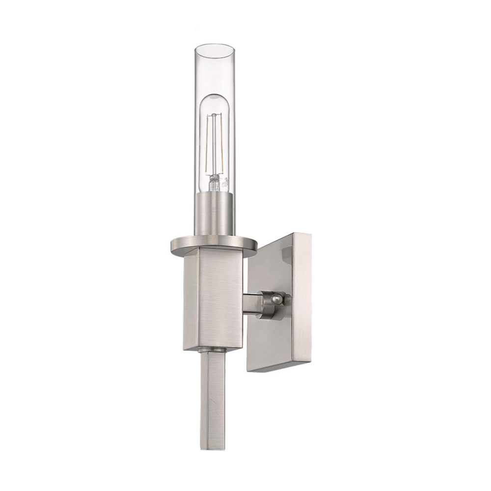 Vivio Roma 1-Light Clear Tube Glass Sconce - NK T10 8.5W LED 4K Lamps Included