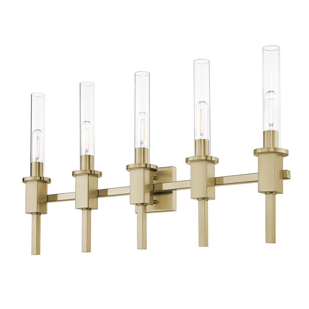 Vivio Roma 5-Light Clear Tube Glass Vanity - CG T10 8.5W LED 4K Lamps Included