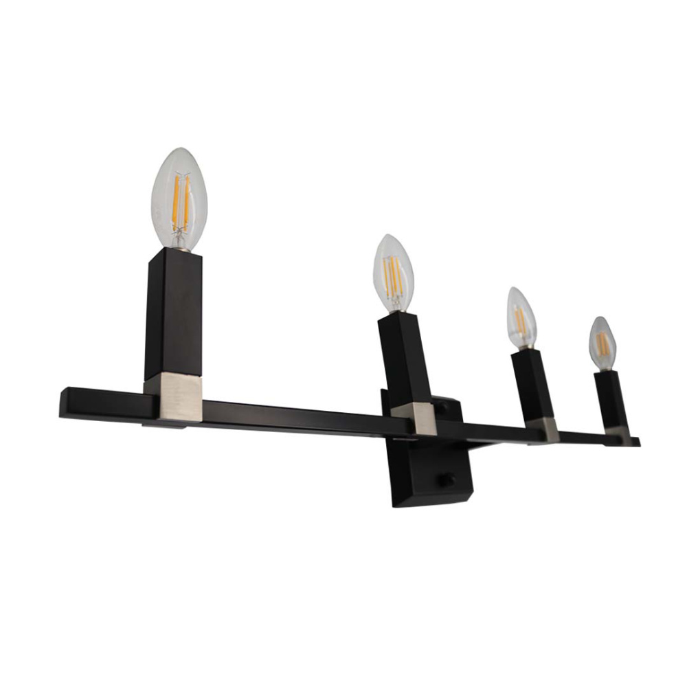 Vivio Maroni 4-Light Wall Sconce/Vanity - Matte Black/Brushed Nickel