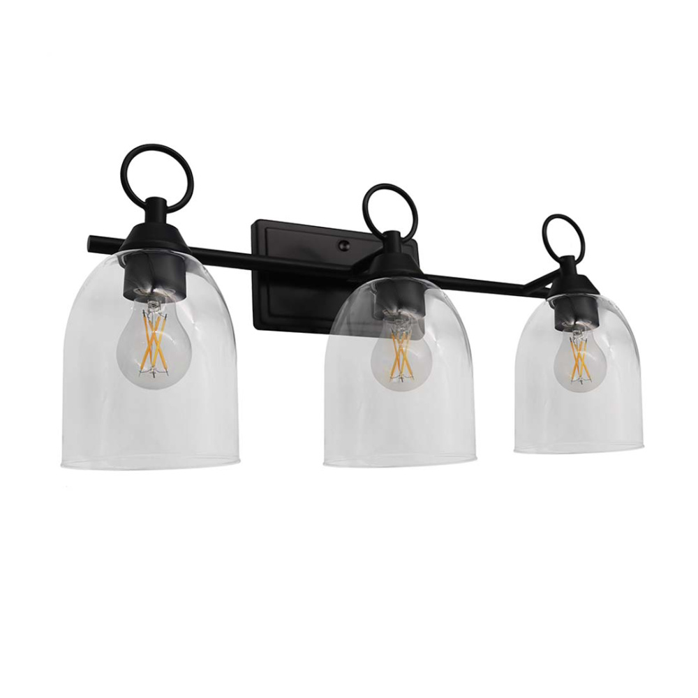 Vivio Rhine 3-Light Vanity - MB - Clear Glass