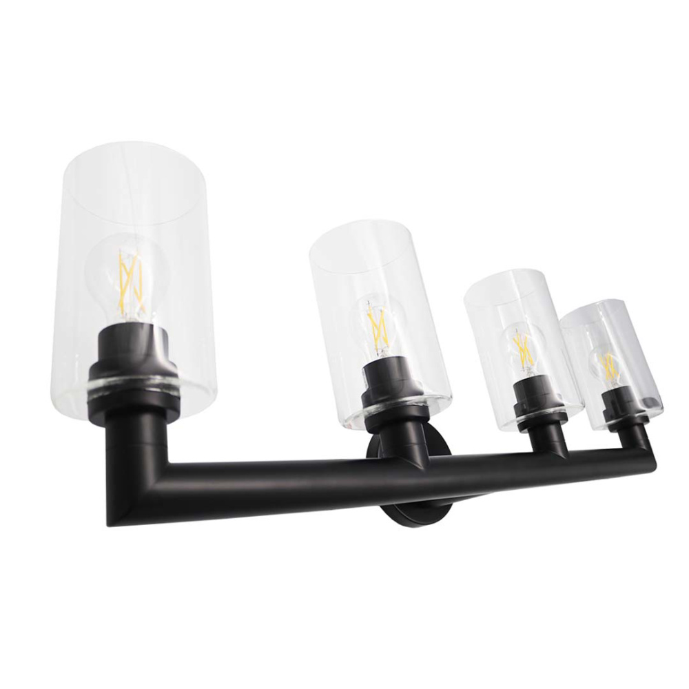 Vivio Yarra 4-Light Vanity - Matte Black - Clear Cylinder Glass