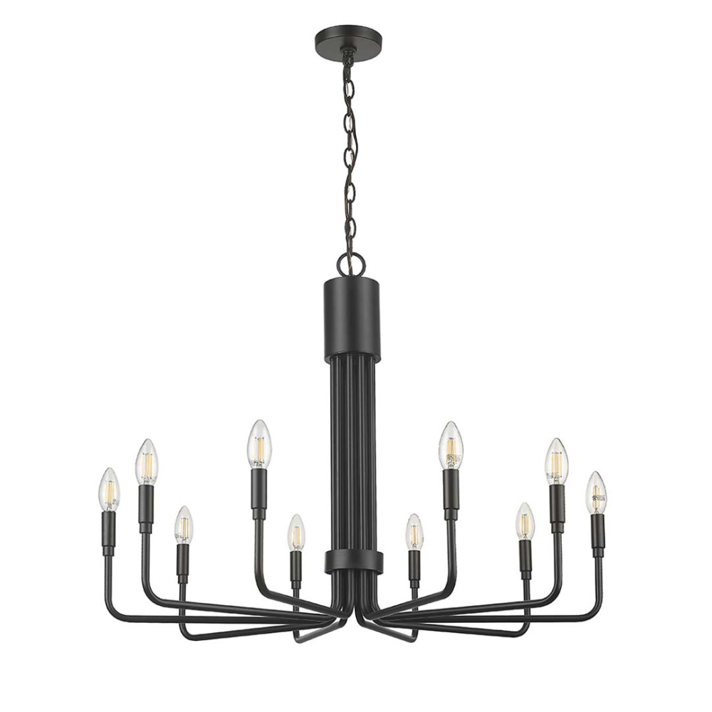 Vivio Alph 10-Light Flat Bottom Chandelier - MB(E12)