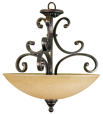 Alpine Series 1 Light Hanging Pendant Bowl - RB Enlarged To 20' Glass