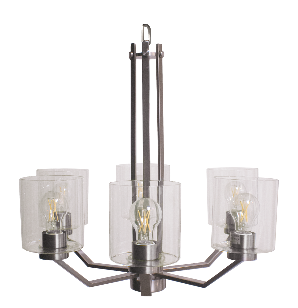 Paris 6-Light Chandelier - NK Clear Cylinder Glass