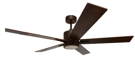 5-Blade 52" RB Modern Cylinder Fan Med Oak/Walnut Blades WC-1-WH Included