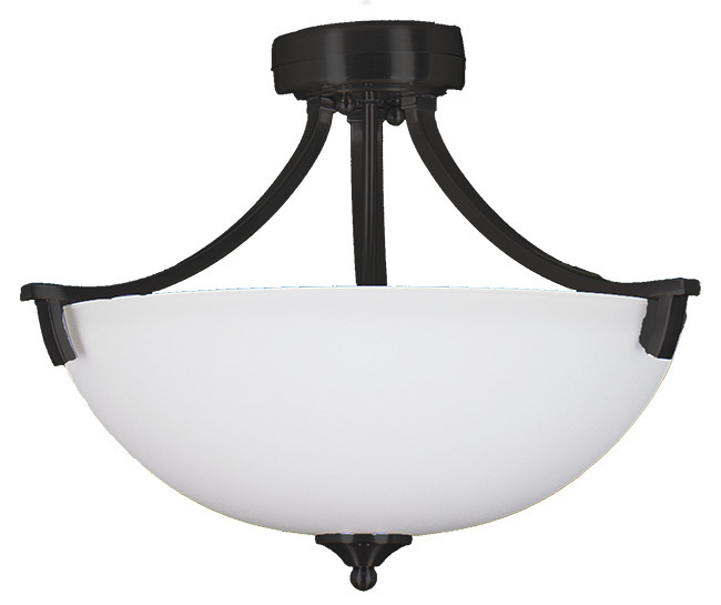 Victoria 3-Light Semi Flush Entry - MB White Glass