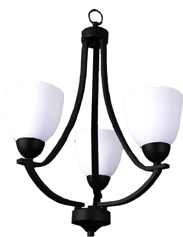 Victoria 3-Light Chandelier - MB White Glass