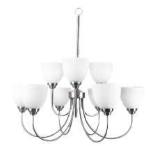 HOMEnhancements 15402 - Laredo 9-Light Chandelier - NK White Glass