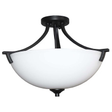 HOMEnhancements 19497 - Victoria 3-Light Semi Flush Entry - MB White Glass
