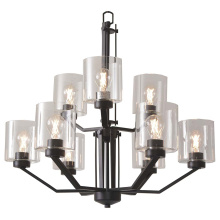HOMEnhancements 19656 - Paris 9-Light Chandelier - MB Clear Cylinder Glass