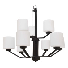 HOMEnhancements 19659 - Paris 9-Light Chandelier - MB White Cylinder Glass