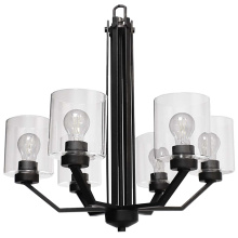 HOMEnhancements 19662 - Paris 6-Light Chandelier - MB Clear Cylinder Glass