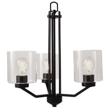 HOMEnhancements 19668 - Paris 3-Light Chandelier - MB Clear Cylinder Glass