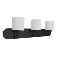 HOMEnhancements 19701 - Paris 3-Light Vanity - MB White Cylinder Glass