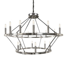 HOMEnhancements 20952 - 12 + 6 Light 40"/26" Big Ring Double Tier Chandelier - NK T6-3K Lamps Included