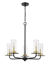 HOMEnhancements 70151 - Vivio 5-Light Aura Two-Toned Chandelier - Matte Black/ Champagne Gold