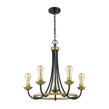 HOMEnhancements 70145 - Vivio 5-Light Emma Two-Toned Chandelier - Matte Black/Matte Gold