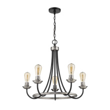 HOMEnhancements 70148 - Vivio 5-Light Emma Two-Toned Chandelier - Matte Black/ Brushed Nickel