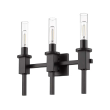 HOMEnhancements 70322 - Vivio Roma 3-Light Clear Tube Glass Vanity - MB T10 8.5W LED 4K Lamps Included